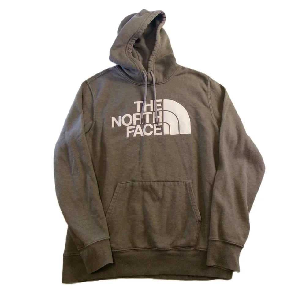 The North Face Mens Large Hoodie Grey Big Logo Pullover Sweatshirt‎ A4M4B SP22